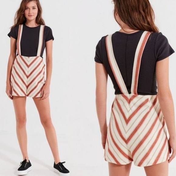 Urban‎ Outfitters Maisie Striped Shortall Overalls - Picture 1 of 8